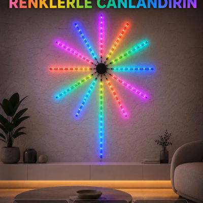 RGB LED Duvar Aydınlatması Telefon Kontrollü Dekoratif Ortam Işığı
