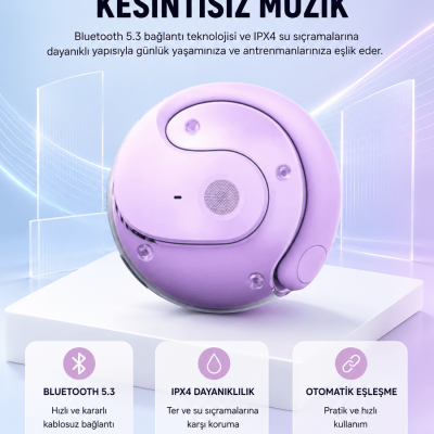 S05 Kablosuz Kulaklık Bluetooth 5.3 IPX4 Su Geçirmez Stereo Ses Otomatik Bağlantı Yeni Nesil