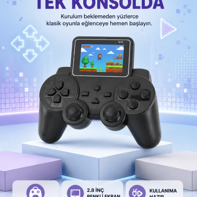 S10 Retro Oyun Konsolu Taşınabilir 2.8 İnç Ekran Ergonomik Nostalji Yeni Nesil
