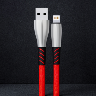 S89 Metal Uçlu Lightning Kablo İphone Uyumlu 1m 2.4a - Kırmızı