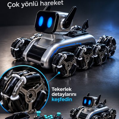 Saat Kumandalı Sekiz Tekerlekli Şarjlı Robot Köpek