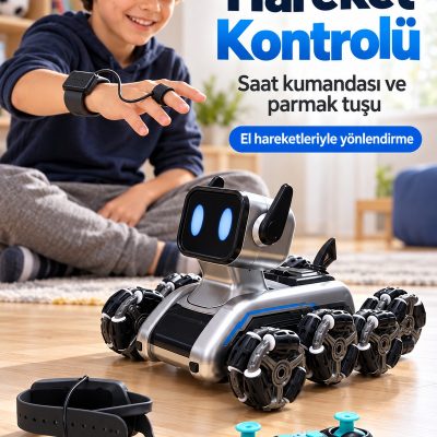 Saat ve El Kumandalı Işıklı Robot Köpek