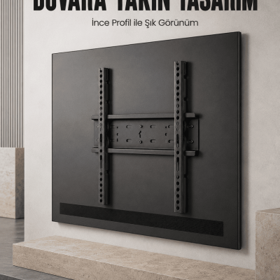 Sabit Televizyon Askı Aparatı 50"-95" İnce Profil Sağlam Metal TV Duvar Braketi