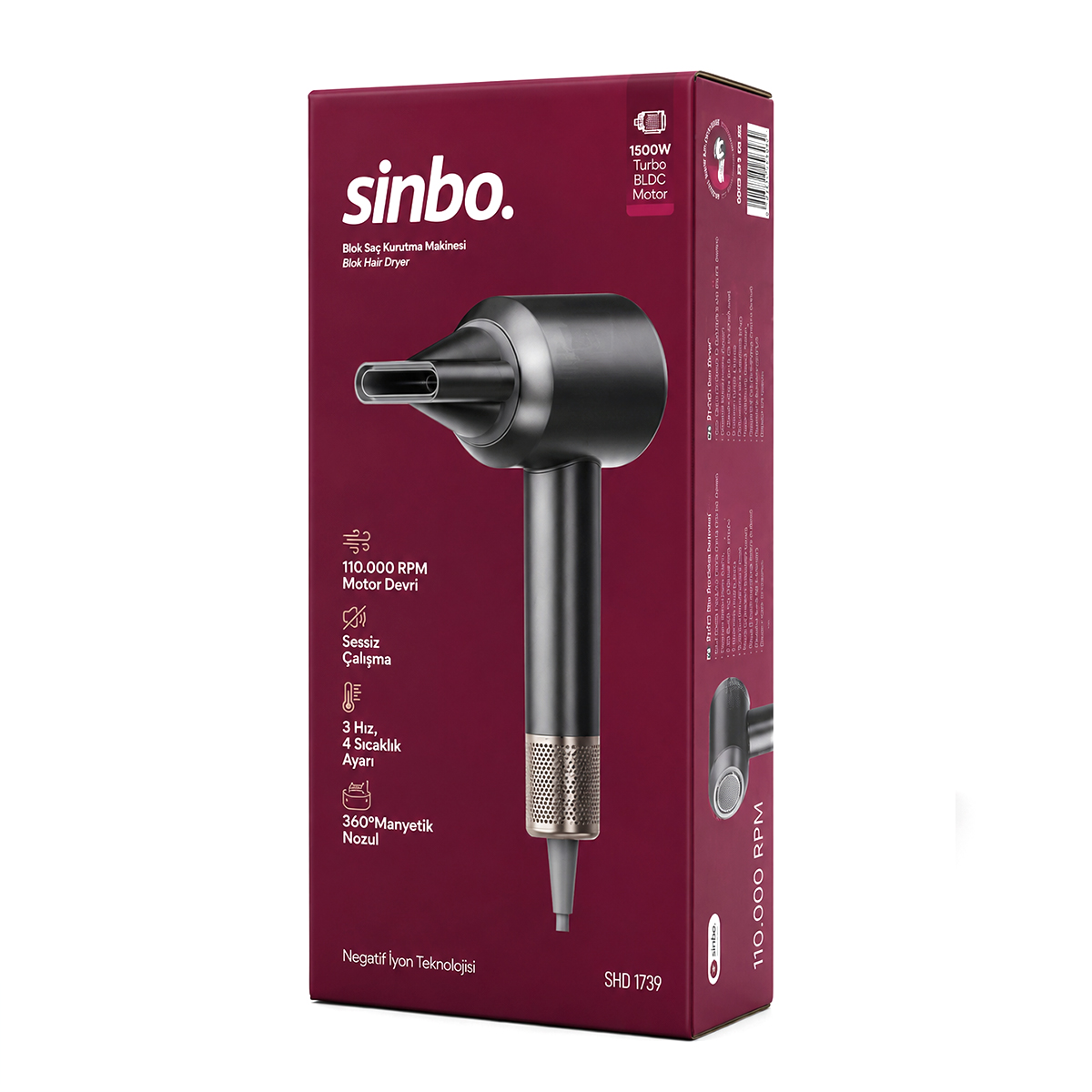 Saç Kurutma ve Şekillendirme Makinesi 1500W BLDC Turbo (Gri)