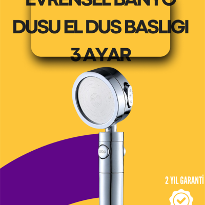 Sağlam Metal Hortum Bağlantılı, 360° Hareketli Duş Başlığı