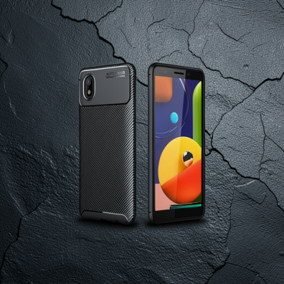 Samsung Galaxy A01 Core Kılıf Auto Focus Karbon Kapak - Siyah