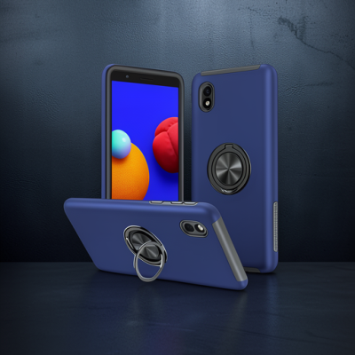 Samsung Galaxy A01 Core Kılıf Elit Yüzüklü Kapak - Lacivert