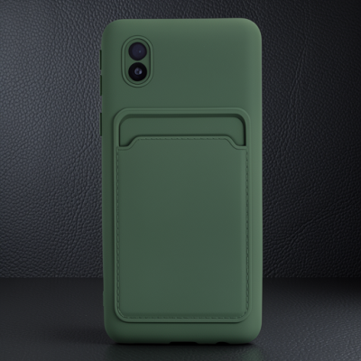 Samsung Galaxy A01 Core Kılıf Kelvin Kartvizitli Silikon - Koyu Yeşil