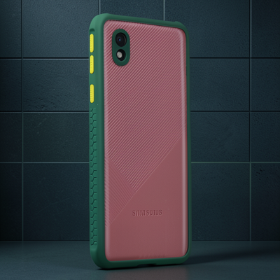 Samsung Galaxy A01 Core Kılıf Miami Şeffaf Silikon - Koyu Yeşil