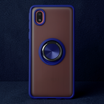 Samsung Galaxy A01 Core Kılıf Montreal Yüzüklü Silikon Kapak - Lacivert