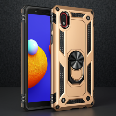 Samsung Galaxy A01 Core Kılıf Sofya Yüzüklü Silikon Kapak - Gold