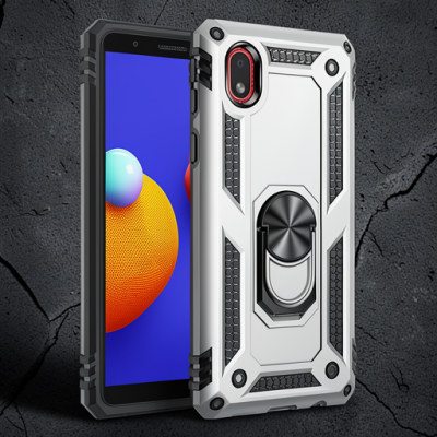 Samsung Galaxy A01 Core Kılıf Sofya Yüzüklü Silikon Kapak - Gümüş