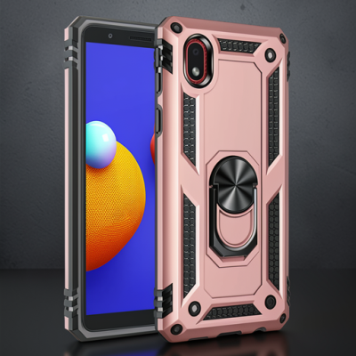 Samsung Galaxy A01 Core Kılıf Sofya Yüzüklü Silikon Kapak - Rose