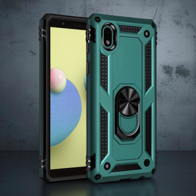 Samsung Galaxy A01 Core Kılıf Sofya Yüzüklü Silikon Kapak - Yeşil