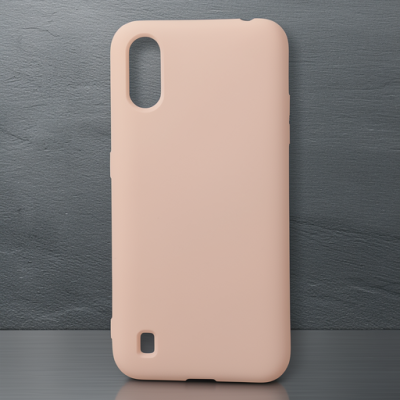 Samsung Galaxy A01 Kılıf Nano İçi Kadife Silikon - Pudra