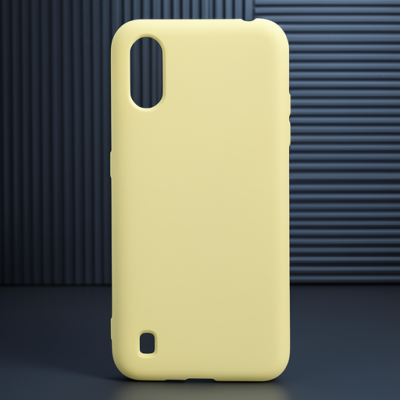 Samsung Galaxy A01 Kılıf Nano İçi Kadife Silikon - Sarı