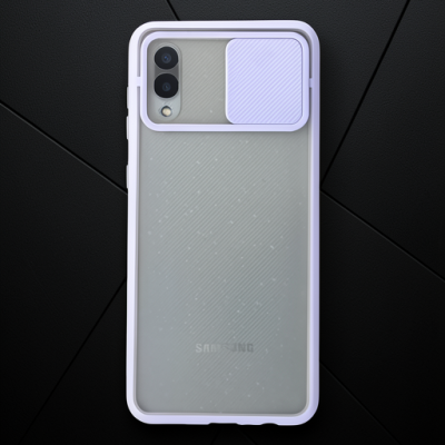 Samsung Galaxy A02 Kılıf Palm Buzlu Kamera Sürgülü Silikon - Lila