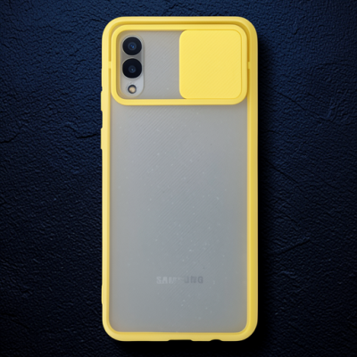Samsung Galaxy A02 Kılıf Palm Buzlu Kamera Sürgülü Silikon - Sarı