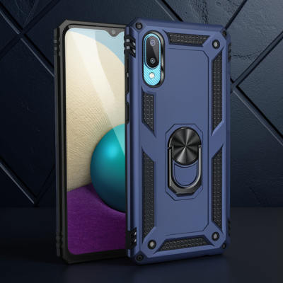 Samsung Galaxy A02 Kılıf Sofya Yüzüklü Silikon Kapak - Lacivert