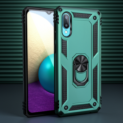 Samsung Galaxy A02 Kılıf Sofya Yüzüklü Silikon Kapak - Yeşil