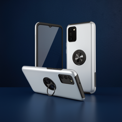 Samsung Galaxy A02s Kılıf Elit Yüzüklü Kapak - Gümüş