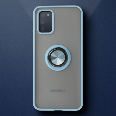 Samsung Galaxy A02s Kılıf Montreal Yüzüklü Silikon Kapak - Buz Mavi