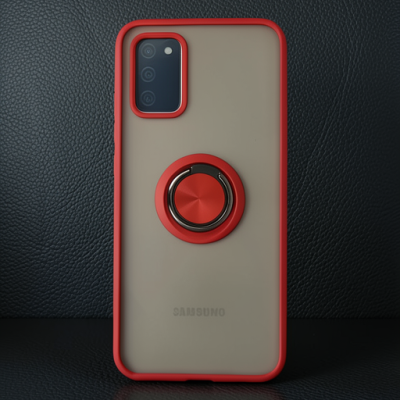 Samsung Galaxy A02s Kılıf Montreal Yüzüklü Silikon Kapak - Kırmızı
