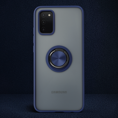 Samsung Galaxy A02s Kılıf Montreal Yüzüklü Silikon Kapak - Lacivert