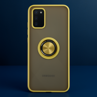 Samsung Galaxy A02s Kılıf Montreal Yüzüklü Silikon Kapak - Sarı