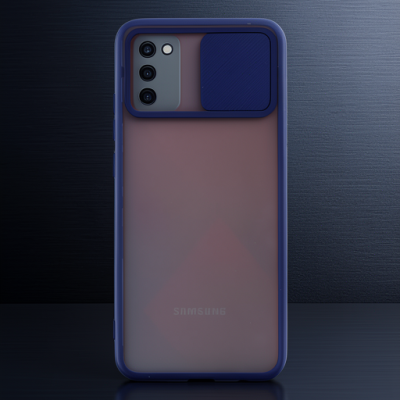 Samsung Galaxy A02s Kılıf Palm Buzlu Kamera Sürgülü Silikon - Lacivert
