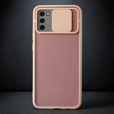 Samsung Galaxy A02s Kılıf Palm Buzlu Kamera Sürgülü Silikon - Pembe