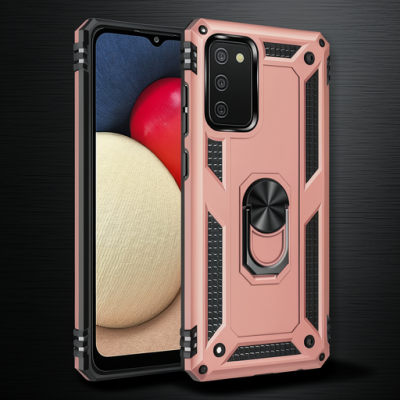 Samsung Galaxy A02s Kılıf Sofya Yüzüklü Silikon Kapak - Rose