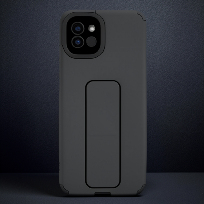 Samsung Galaxy A03 Kılıf Mega Standlı Silikon - Siyah