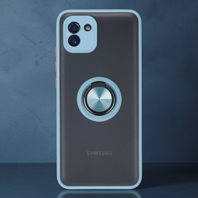 Samsung Galaxy A03 Kılıf Montreal Yüzüklü Silikon Kapak - Buz Mavi