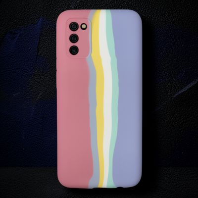 Samsung Galaxy A03s Kılıf Ebruli Lansman Silikon - Pembe-lila