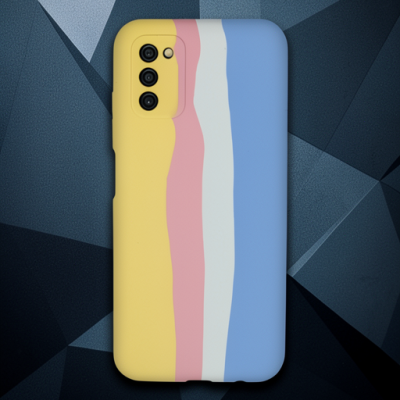 Samsung Galaxy A03s Kılıf Ebruli Lansman Silikon - Sarı-mavi