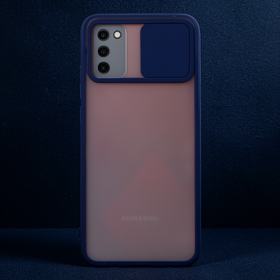 Samsung Galaxy A03s Kılıf Palm Buzlu Kamera Sürgülü Silikon - Lacivert