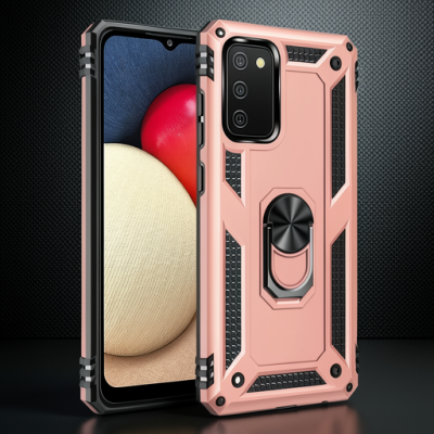 Samsung Galaxy A03s Kılıf Sofya Yüzüklü Silikon Kapak - Rose