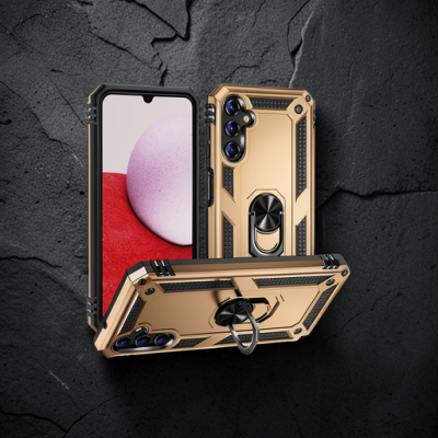 Samsung Galaxy A04s Kılıf Sofya Yüzüklü Silikon Kapak - Gold
