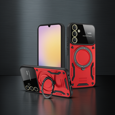 Samsung Galaxy A05s Kılıf Joy Lens Standlı Kapak - Kırmızı