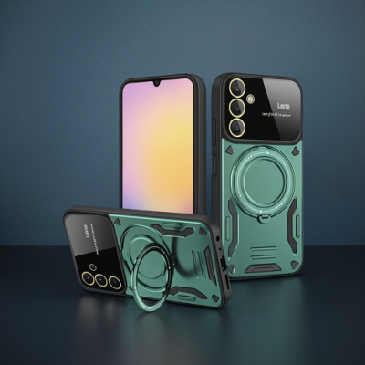 Samsung Galaxy A05s Kılıf Joy Lens Standlı Kapak - Koyu Yeşil