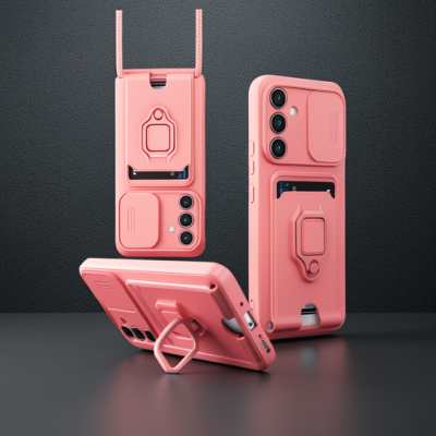 Samsung Galaxy A05s Kılıf Zuma Kartvizitli Yüzüklü Silikon - Pembe