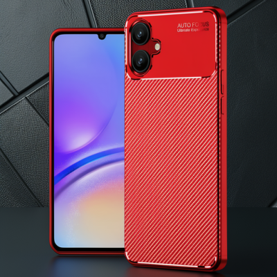 Samsung Galaxy A06 Kılıf Auto Focus Karbon Kapak - Kırmızı