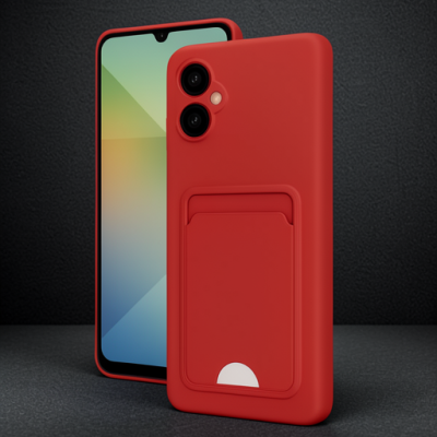 Samsung Galaxy A06 Kılıf Kelvin Kartvizitli Silikon - Kırmızı