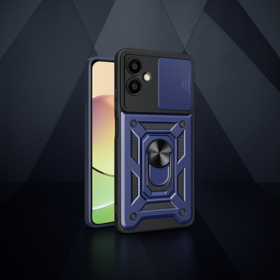 Samsung Galaxy A06 Kılıf Pars Lens Yüzüklü Silikon - Lacivert
