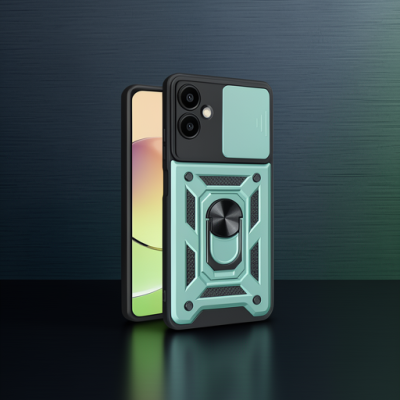 Samsung Galaxy A06 Kılıf Pars Lens Yüzüklü Silikon - Yeşil