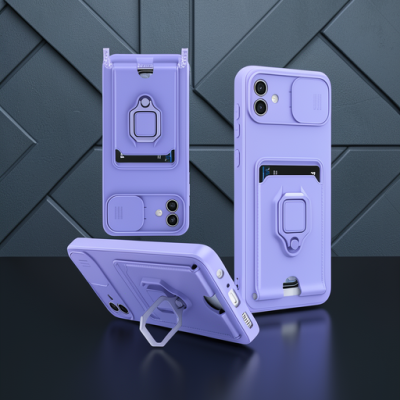 Samsung Galaxy A06 Kılıf Zuma Kartvizitli Yüzüklü Silikon - Lila