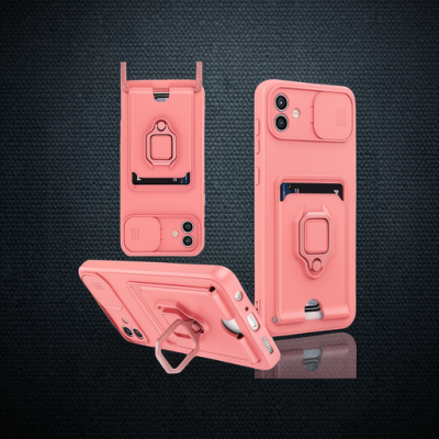 Samsung Galaxy A06 Kılıf Zuma Kartvizitli Yüzüklü Silikon - Pembe