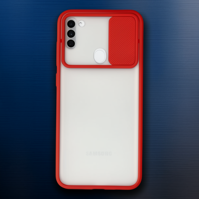 Samsung Galaxy A11 Kılıf Palm Buzlu Kamera Sürgülü Silikon - Kırmızı