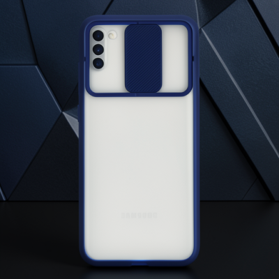 Samsung Galaxy A11 Kılıf Palm Buzlu Kamera Sürgülü Silikon - Lacivert